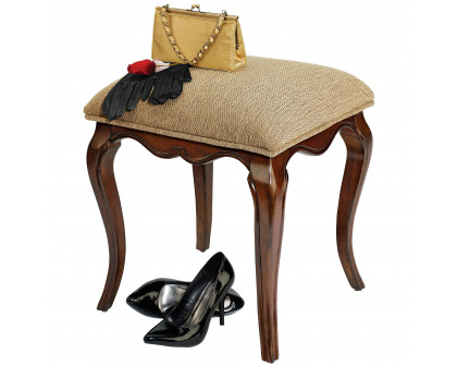 Toscano - Lady Guinevere Vanity Stool in Fabric/Hardwood