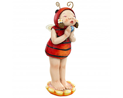 Toscano - Sarah the Lady Bug Fairy Garden Helper Statue