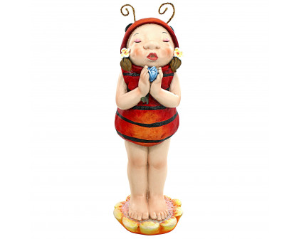 Toscano - Sarah the Lady Bug Fairy Garden Helper Statue