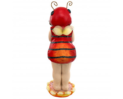 Toscano - Sarah the Lady Bug Fairy Garden Helper Statue