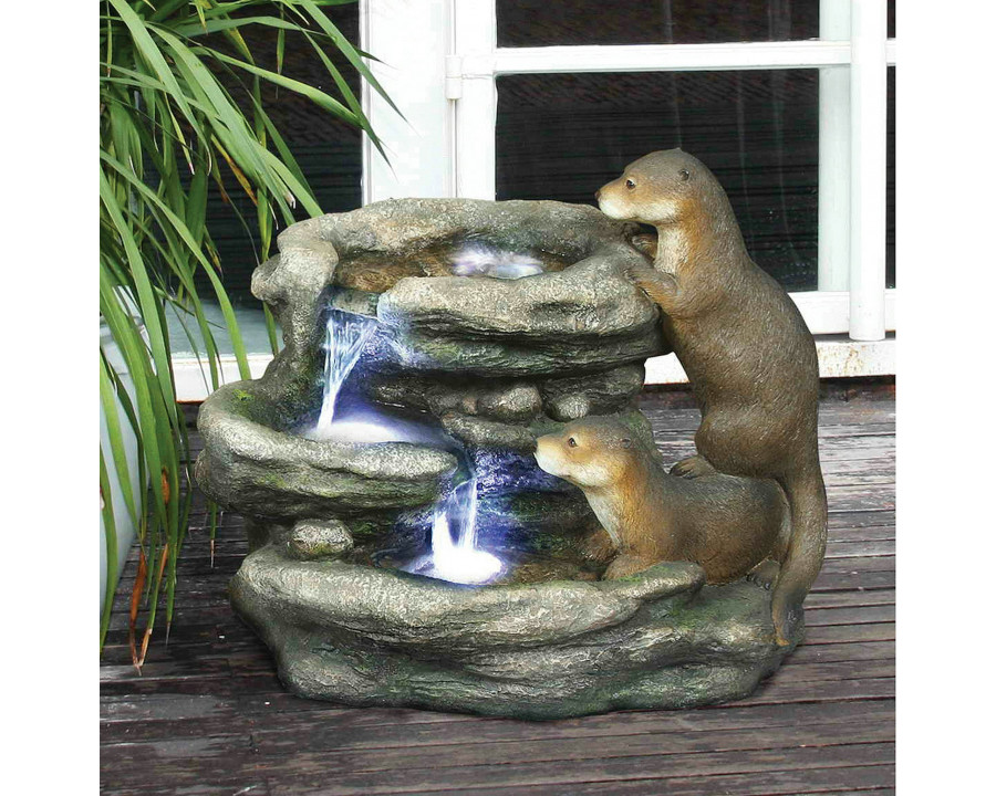 Toscano - Bright Waters Otters Garden Fountain Sculpture