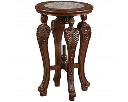 Toscano - Four Caryatids Pedestal Table in Cherry, Marble/Hardwood