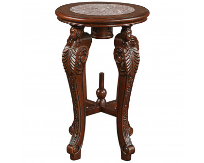 Toscano - Four Caryatids Pedestal Table in Cherry, Marble/Hardwood