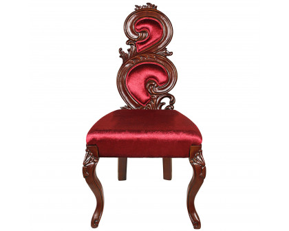 Toscano - Graceful Curve Renaissance Accent Chair in Red, Velvet/Wood