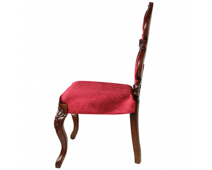 Toscano - Graceful Curve Renaissance Accent Chair in Red, Velvet/Wood