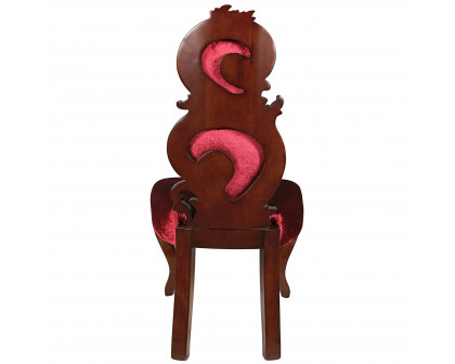 Toscano - Graceful Curve Renaissance Accent Chair in Red, Velvet/Wood