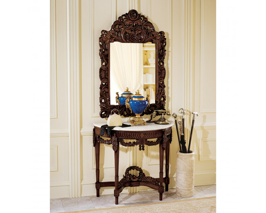 Toscano - Chateau Gallet Console Table with Mirror in Cherry, Hardwood