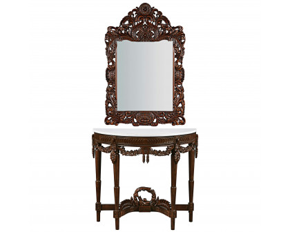 Toscano - Chateau Gallet Console Table with Mirror in Cherry, Hardwood