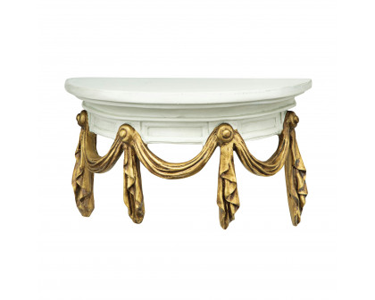 Toscano - Saint Benoit Demilune Wall Shelf in Ivory/Gold, Designer Resin