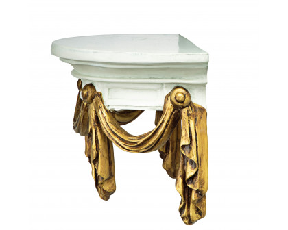 Toscano - Saint Benoit Demilune Wall Shelf in Ivory/Gold, Designer Resin