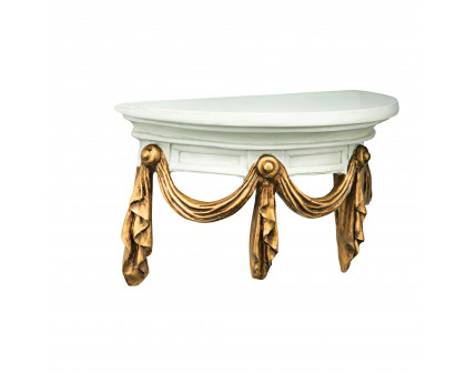 Toscano - Saint Benoit Demilune Wall Shelf in Ivory/Gold, Designer Resin