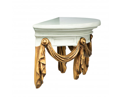 Toscano - Saint Benoit Demilune Wall Shelf in Ivory/Gold, Designer Resin