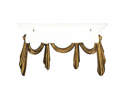 Toscano - Saint Benoit Demilune Wall Shelf in Ivory/Gold, Designer Resin