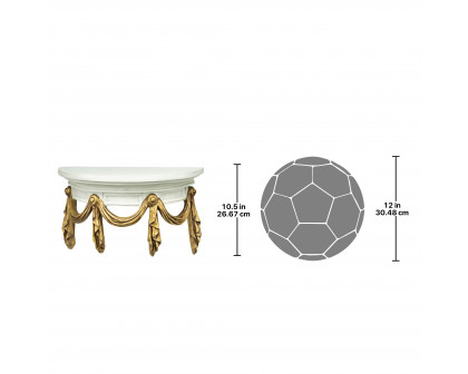 Toscano - Saint Benoit Demilune Wall Shelf in Ivory/Gold, Designer Resin