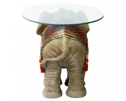 Toscano - Jaipur Elephant Festival Glass-Topped Coffee Table in Designer Resin