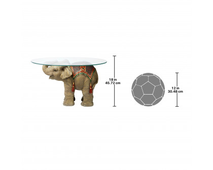 Toscano - Jaipur Elephant Festival Glass-Topped Coffee Table in Designer Resin