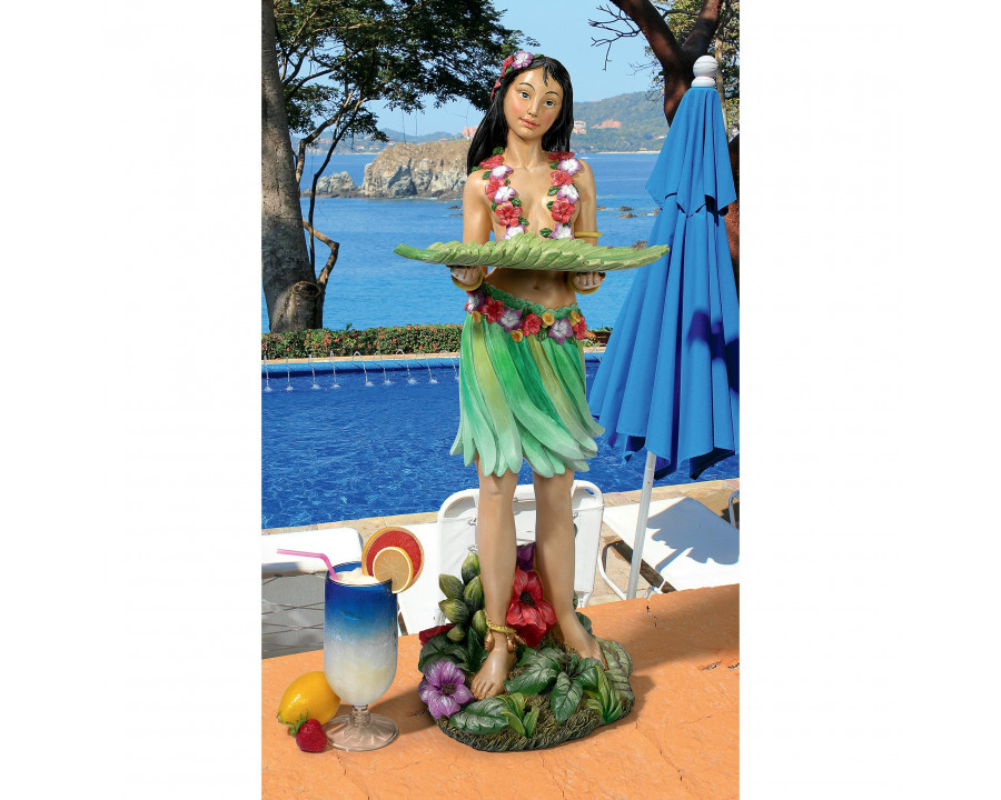 Toscano - Hawaiian Hula Girl Wahine Butler Sculptural Pedestal Table in Designer Resin