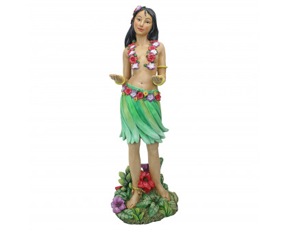 Toscano - Hawaiian Hula Girl Wahine Butler Sculptural Pedestal Table in Designer Resin