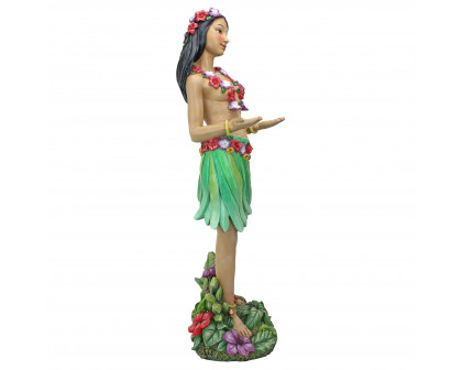 Toscano - Hawaiian Hula Girl Wahine Butler Sculptural Pedestal Table in Designer Resin