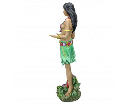 Toscano - Hawaiian Hula Girl Wahine Butler Sculptural Pedestal Table in Designer Resin