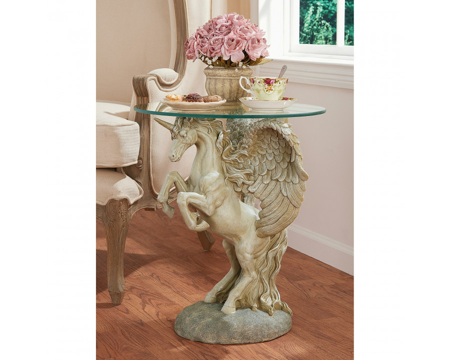 Toscano - Mystical Winged Unicorn Sculptural Table in Designer Resin