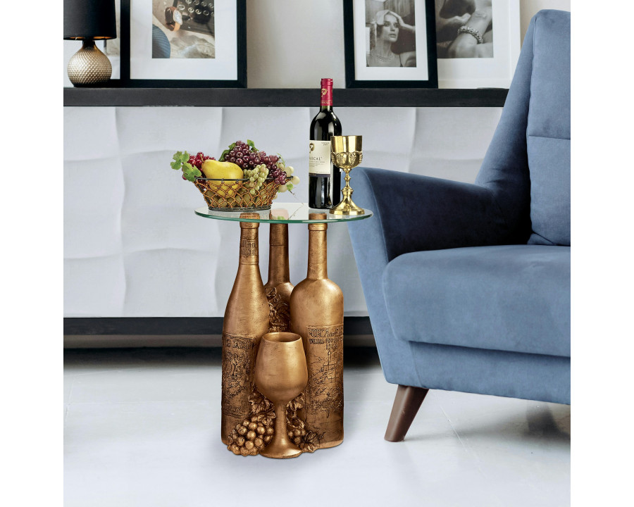 Toscano - Wine and Dine Sculptural Glass-Topped Table in Designer Resin