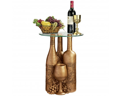 Toscano - Wine and Dine Sculptural Glass-Topped Table in Designer Resin