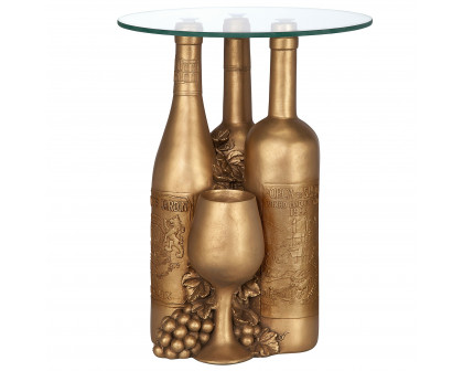 Toscano - Wine and Dine Sculptural Glass-Topped Table in Designer Resin