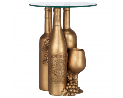 Toscano - Wine and Dine Sculptural Glass-Topped Table in Designer Resin