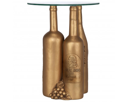 Toscano - Wine and Dine Sculptural Glass-Topped Table in Designer Resin