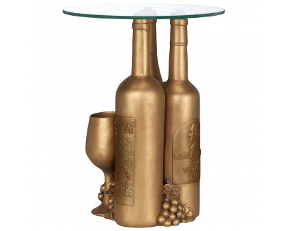 Toscano - Wine and Dine Sculptural Glass-Topped Table in Designer Resin