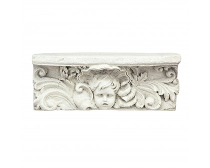 Toscano - Cathedral Cherub Sculptural Wall Shelf in Antique Stone, Designer Resin