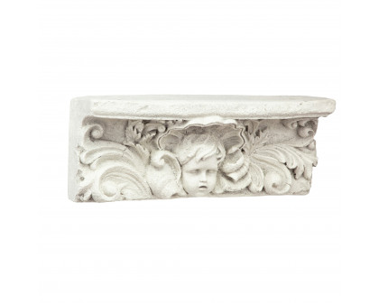 Toscano - Cathedral Cherub Sculptural Wall Shelf in Antique Stone, Designer Resin