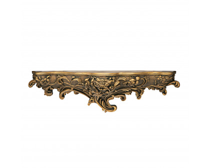 Toscano™ Brussels Floral Art Nouveau Sculptural Wall Shelf - Gold, Designer Resin