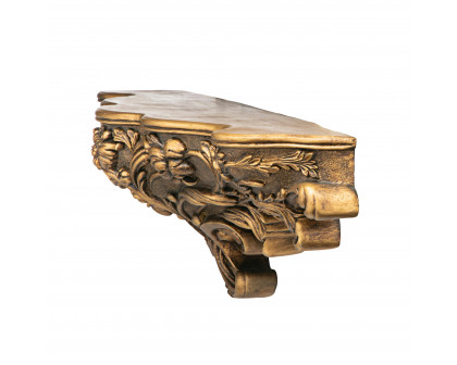 Toscano™ Brussels Floral Art Nouveau Sculptural Wall Shelf - Gold, Designer Resin