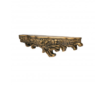 Toscano™ Brussels Floral Art Nouveau Sculptural Wall Shelf - Gold, Designer Resin