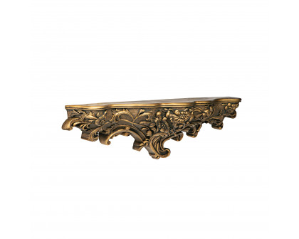 Toscano™ Brussels Floral Art Nouveau Sculptural Wall Shelf - Gold, Designer Resin