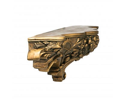 Toscano™ Brussels Floral Art Nouveau Sculptural Wall Shelf - Gold, Designer Resin