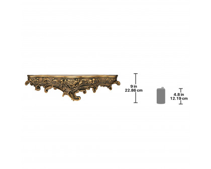 Toscano™ Brussels Floral Art Nouveau Sculptural Wall Shelf - Gold, Designer Resin