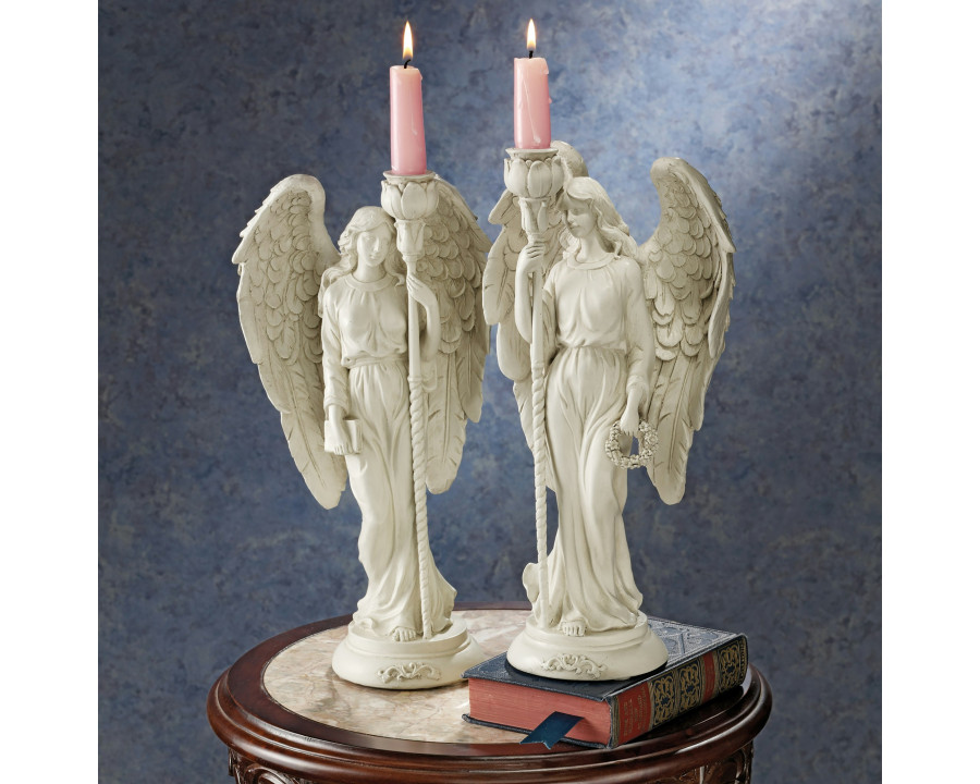 Toscano - Set of 2 Angels of Virtue Sculptural Candleholder