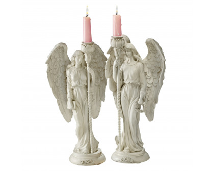 Toscano - Set of 2 Angels of Virtue Sculptural Candleholder