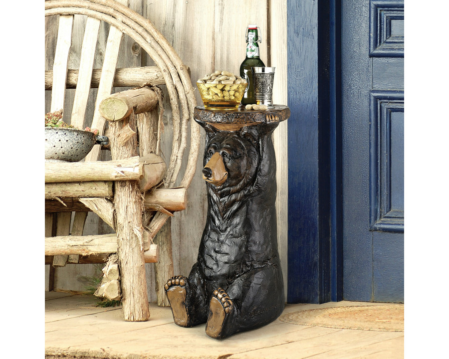 Toscano - Black Forest Bear Table Sculptural Pedestal in Designer Resin