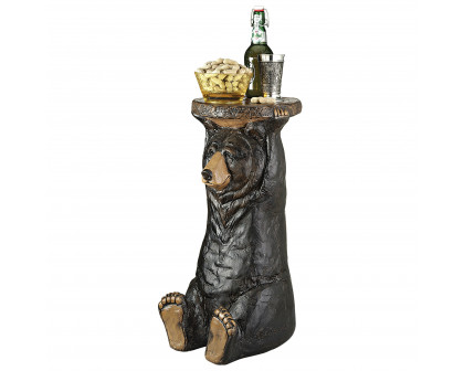 Toscano - Black Forest Bear Table Sculptural Pedestal in Designer Resin