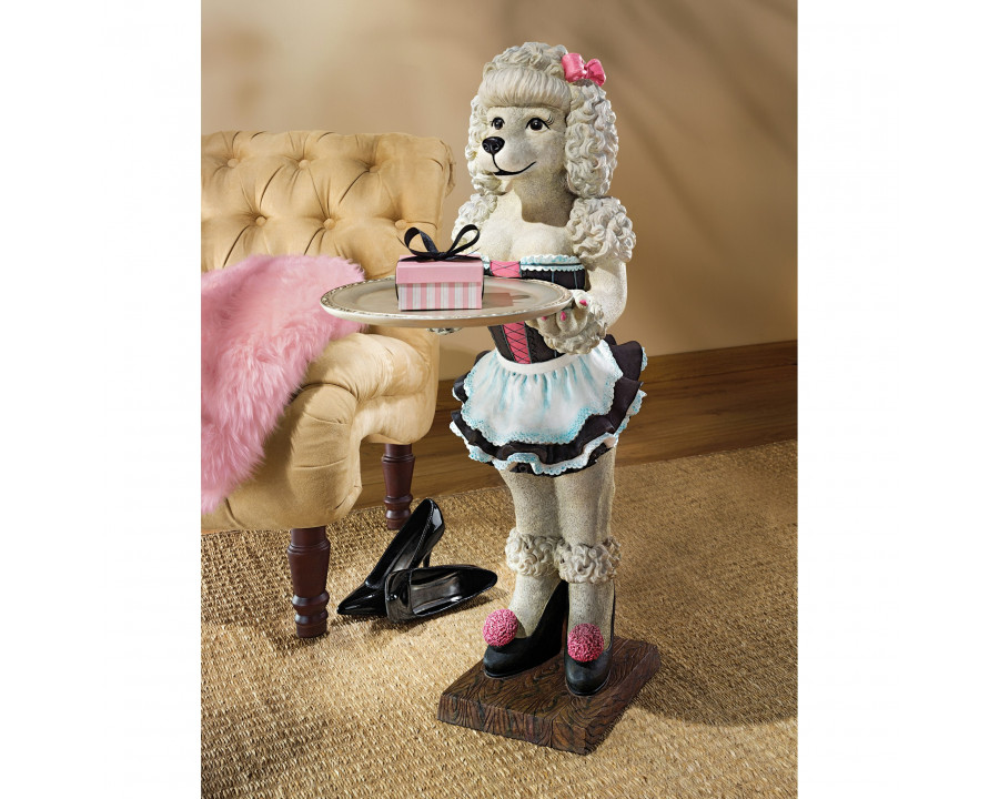 Toscano - Coco the Parisian Poodle Butler Sculptural Pedestal Table in Designer Resin