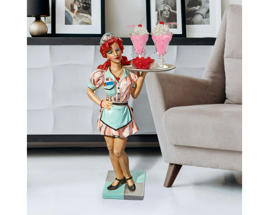 Toscano - Retro Rosie Diner Dame Waitress Sculptural Pedestal Table in Designer Resin