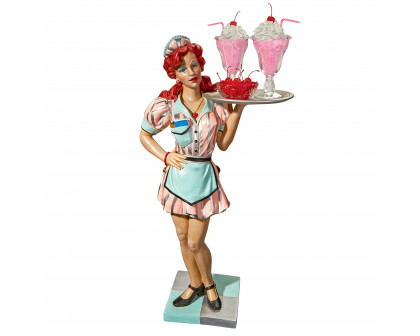 Toscano - Retro Rosie Diner Dame Waitress Sculptural Pedestal Table in Designer Resin