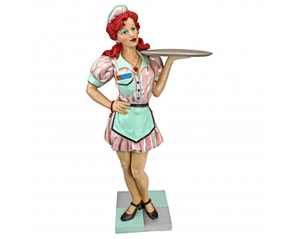 Toscano - Retro Rosie Diner Dame Waitress Sculptural Pedestal Table in Designer Resin