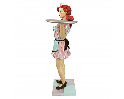 Toscano - Retro Rosie Diner Dame Waitress Sculptural Pedestal Table in Designer Resin