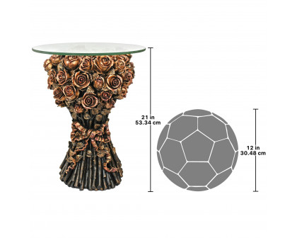 Toscano - Bouquet of Roses Sculptural Table in Gold, Designer Resin