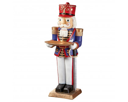 Toscano - Nutcracker Soldier Holiday Butler Sculptural Pedestal Table in Designer Resin